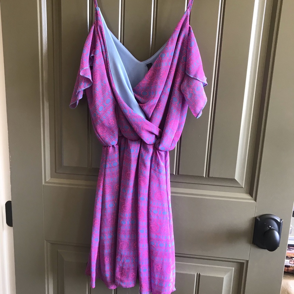 Pink and blue mini dress